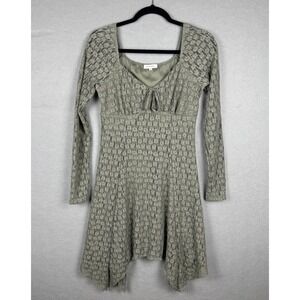 No Comment Green Lace Stretch Milkmaid Coquette Dress w/Sharkbite Hem Size M